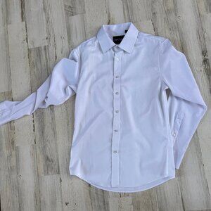 Shield X Flex Men's Size Small Slim Fit Classic White Button Down Dress Shirt